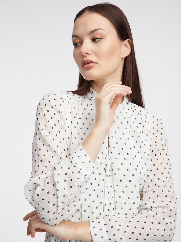 Orsay Krem ženska pikčasta obleka ORSAY