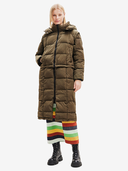 Desigual Kaki ženski zimski prešiti plašč/živa jopa Desigual Tetris