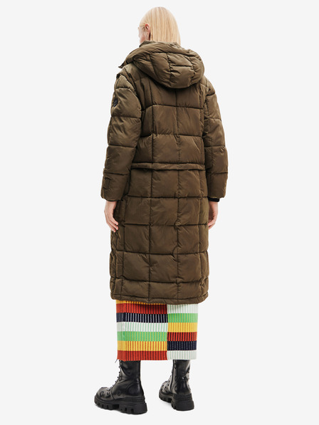 Desigual Kaki ženski zimski prešiti plašč/živa jopa Desigual Tetris