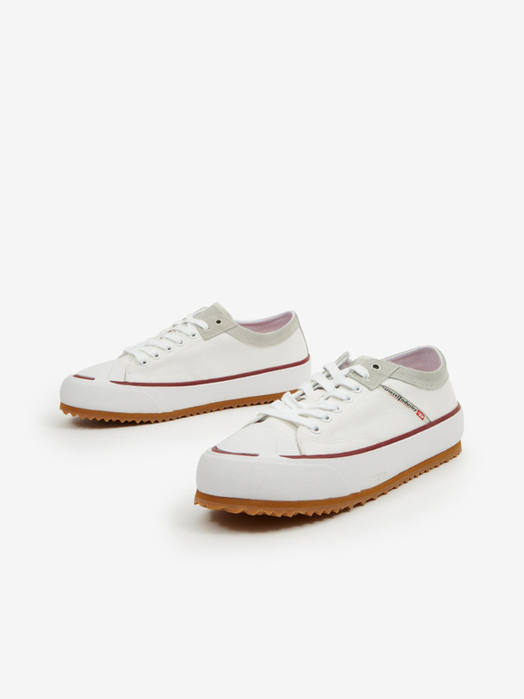 Diesel Bele moške športne copate iz platna z usnjenimi detajli Diesel