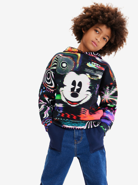 Desigual Črna fantovska kapuca z vzorcem Desigual Aryeh Mickey