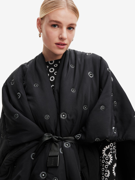 Desigual Črni ženski zimski pončo Desigual Mini Atre Elbrus