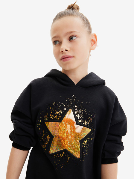 Desigual Črna dekliška jopa s kapuco Desigual Imorge