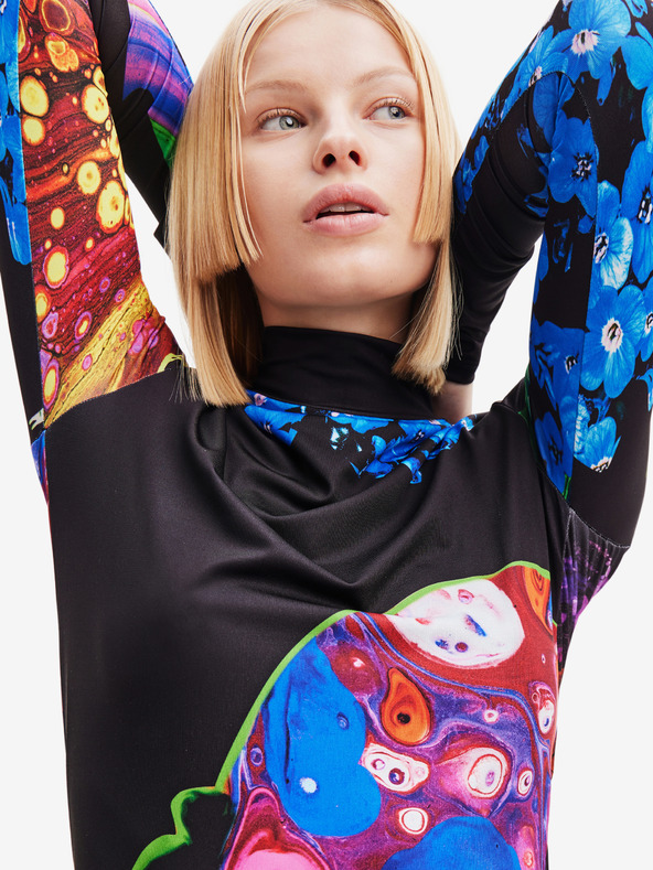 Desigual Modro in črno vzorčasto žensko maksi oblačilo Desigual Arles - Lacroix