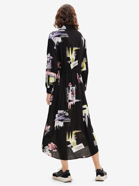 Desigual Črna ženska srajčna midi obleka Desigual Percy