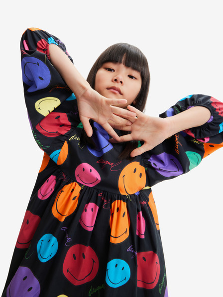 Desigual Desigual Alexa črna vzorčasta dekliška obleka