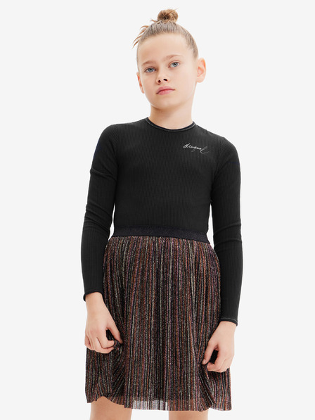 Desigual Desigual Paula rjavo-črna dekliška obleka