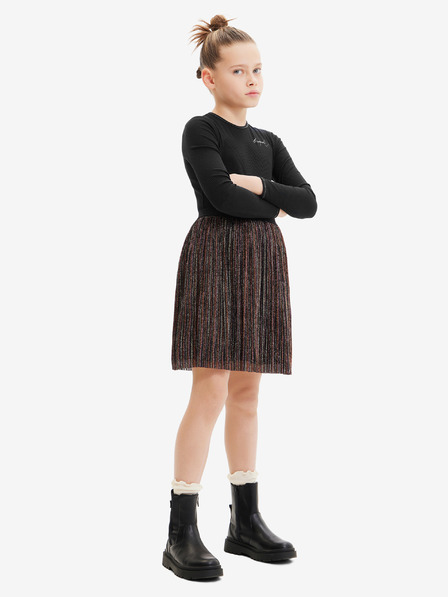 Desigual Desigual Paula rjavo-črna dekliška obleka