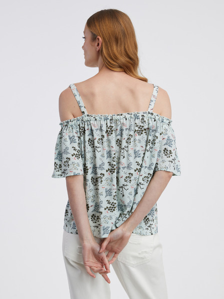 CAMAIEU Mentolova ženska cvetlična bluza CAMAIEU