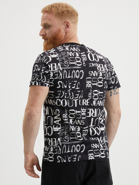 Versace Jeans Couture Črna moška majica z vzorcem Versace Jeans Couture