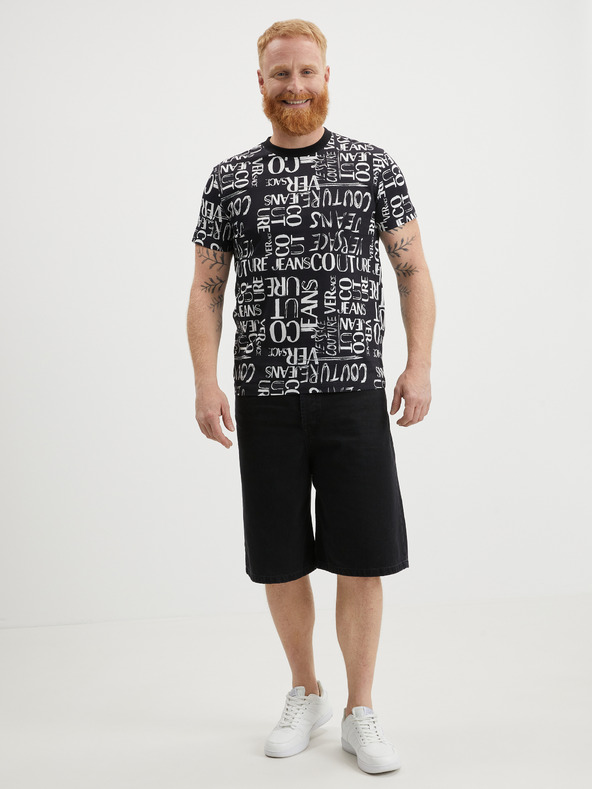 Versace Jeans Couture Črna moška majica z vzorcem Versace Jeans Couture