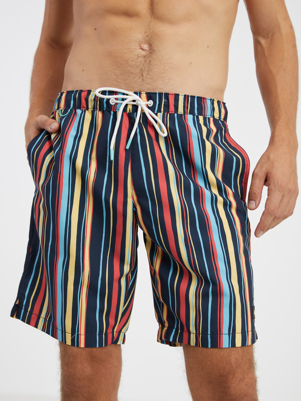 Tom Tailor Rdeče in modre moške črtaste kopalke Tom Tailor