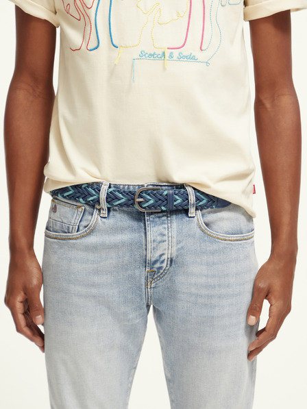 Scotch & Soda Temno moder moški usnjen pas Scotch & Soda