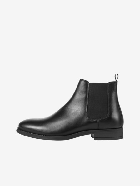 Jack & Jones Črni moški usnjeni gležnjarji Jack & Jones Wargo
