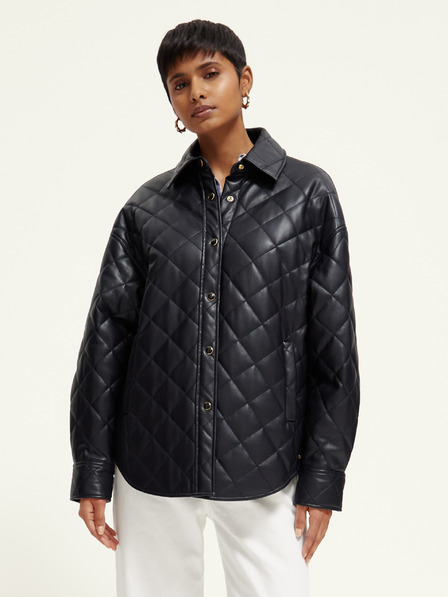 Scotch & Soda Črna ženska usnjena jakna Scotch & Soda