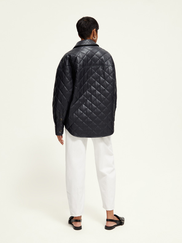 Scotch & Soda Črna ženska usnjena jakna Scotch & Soda