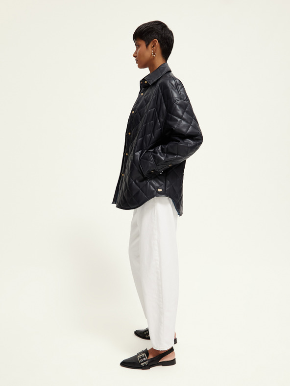 Scotch & Soda Črna ženska usnjena jakna Scotch & Soda