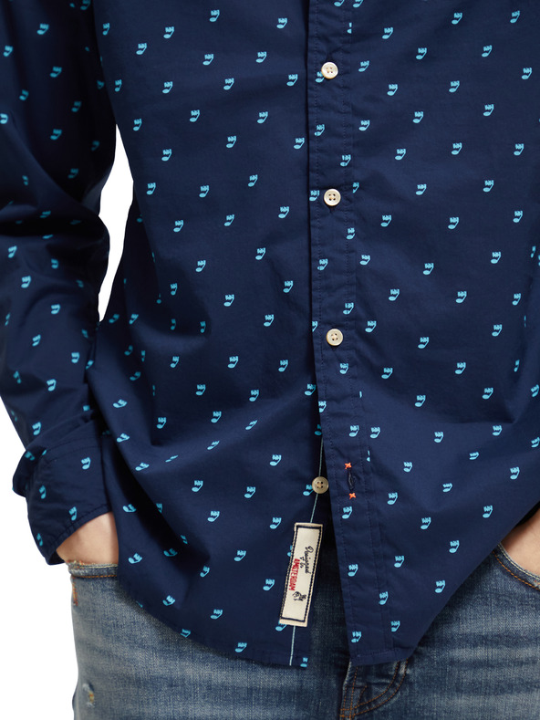 Scotch & Soda Temno modra moška srajca z vzorcem Scotch & Soda