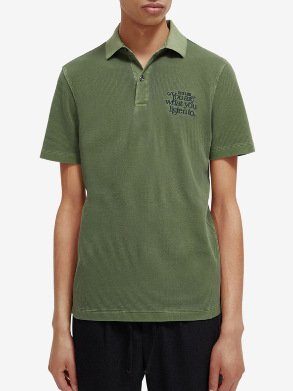 Scotch & Soda Zelena moška polo majica Scotch & Soda Garment Dye
