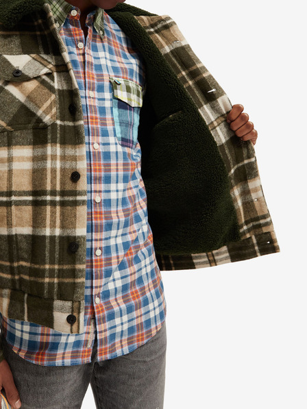 Scotch & Soda Zelena in bež moška majica iz volnene mešanice Scotch & Soda Teddy