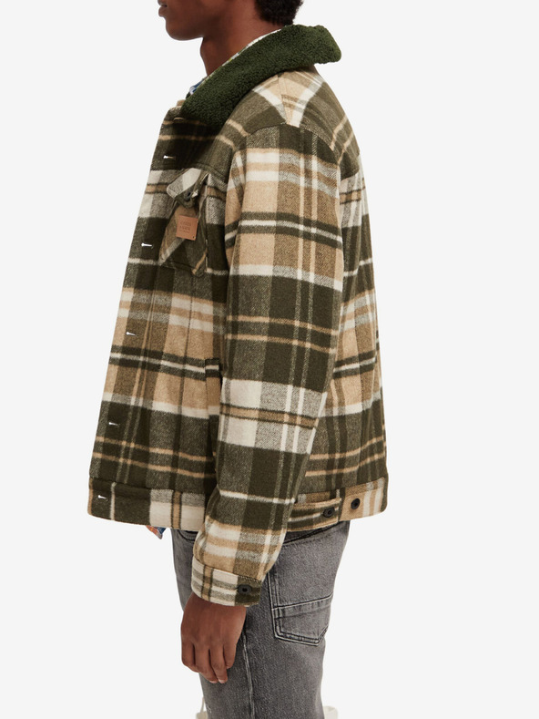 Scotch & Soda Zelena in bež moška majica iz volnene mešanice Scotch & Soda Teddy