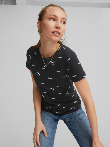 Puma Črna ženska majica z vzorcem Puma Logo Power