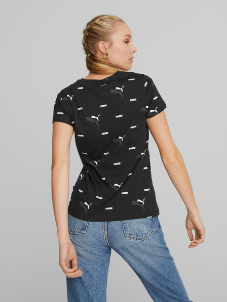Puma Črna ženska majica z vzorcem Puma Logo Power