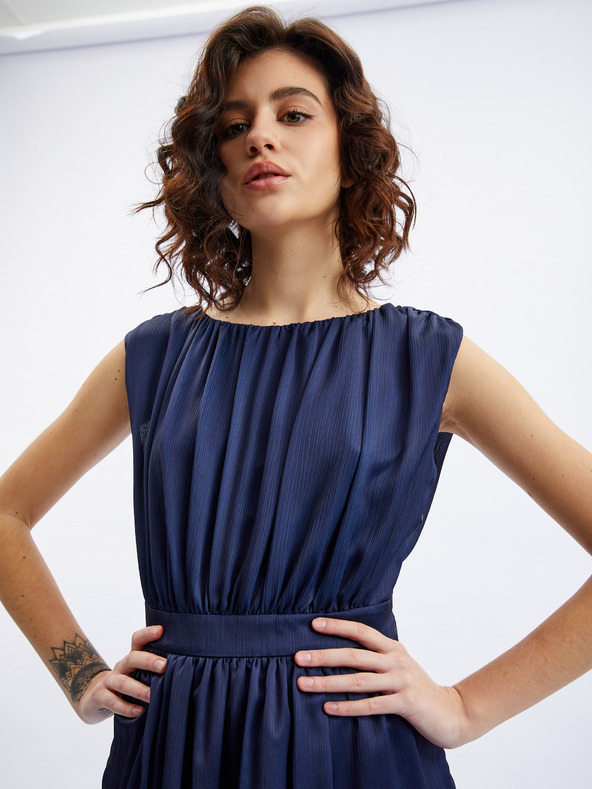 Orsay Temno modra ženska cvetlična obleka ORSAY