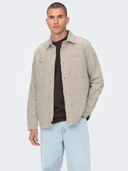ONLY & SONS ONLY & SONS Track Beige moška majica iz manšestra