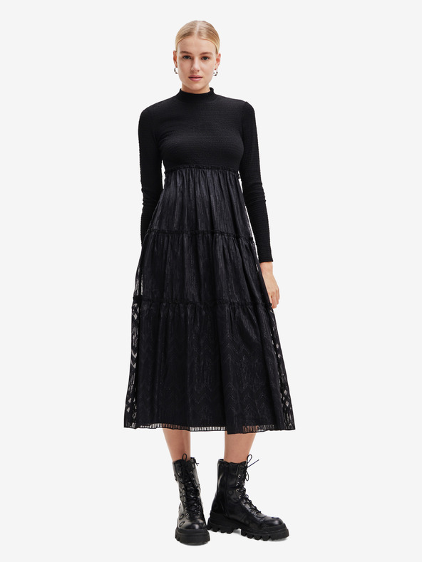 Desigual Črna ženska midi obleka Desigual Misha
