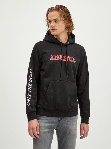Diesel Črna moška majica s kapuco Diesel