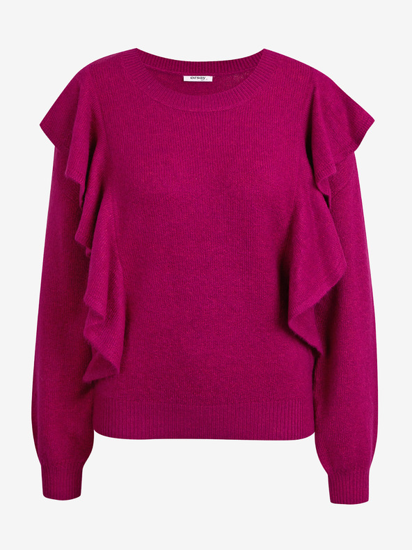 Orsay ORSAY Temno roza ženski pulover z volančki ORSAY