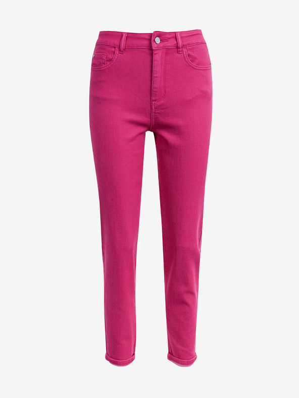 Orsay Temno rožnata barva ženske oprijete mom fit kavbojke ORSAY