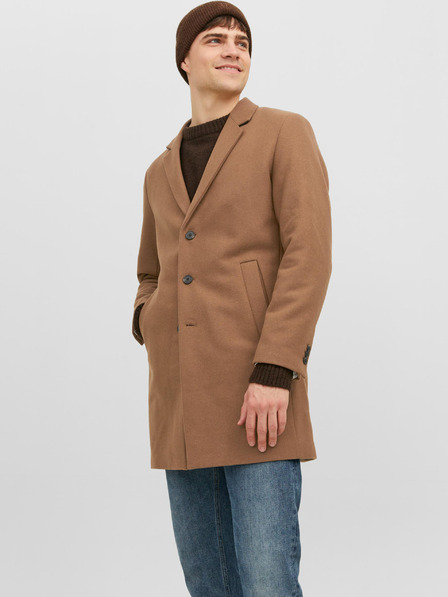 Jack & Jones Rjav moški plašč Jack & Jones Morrison iz volne