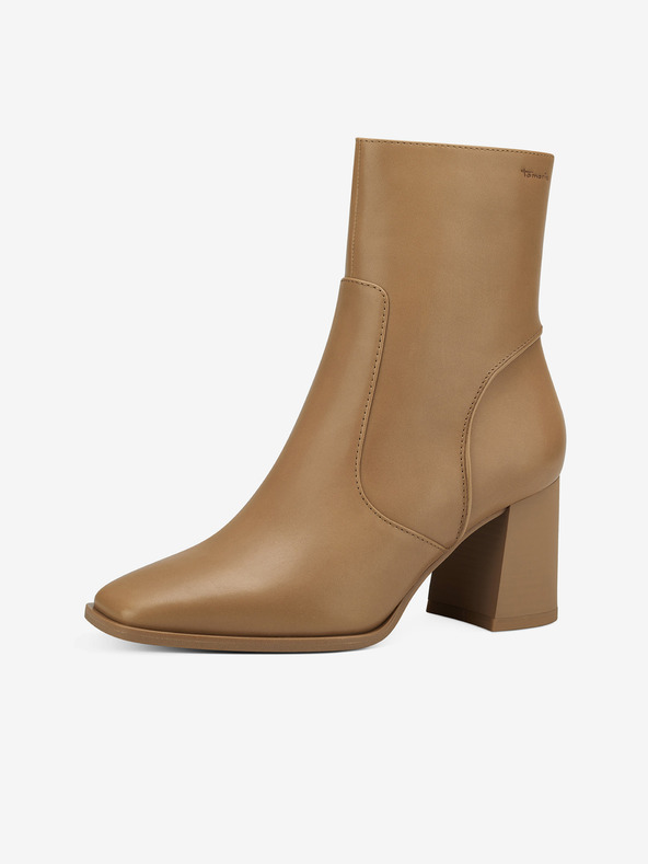 Tamaris Svetlo rjavi usnjeni gležnjarji s peto Tamaris