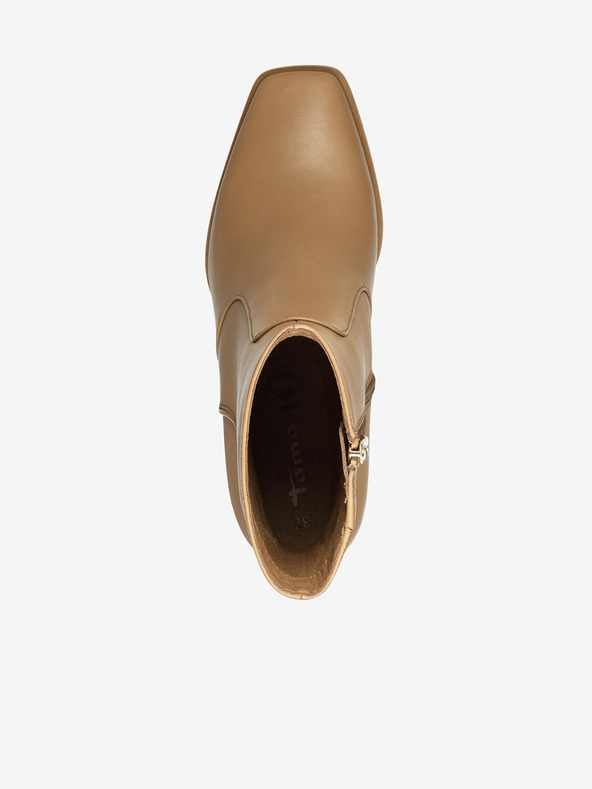 Tamaris Svetlo rjavi usnjeni gležnjarji s peto Tamaris