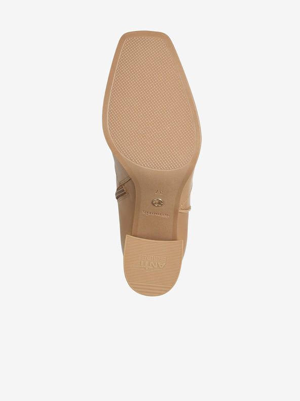 Tamaris Svetlo rjavi usnjeni gležnjarji s peto Tamaris