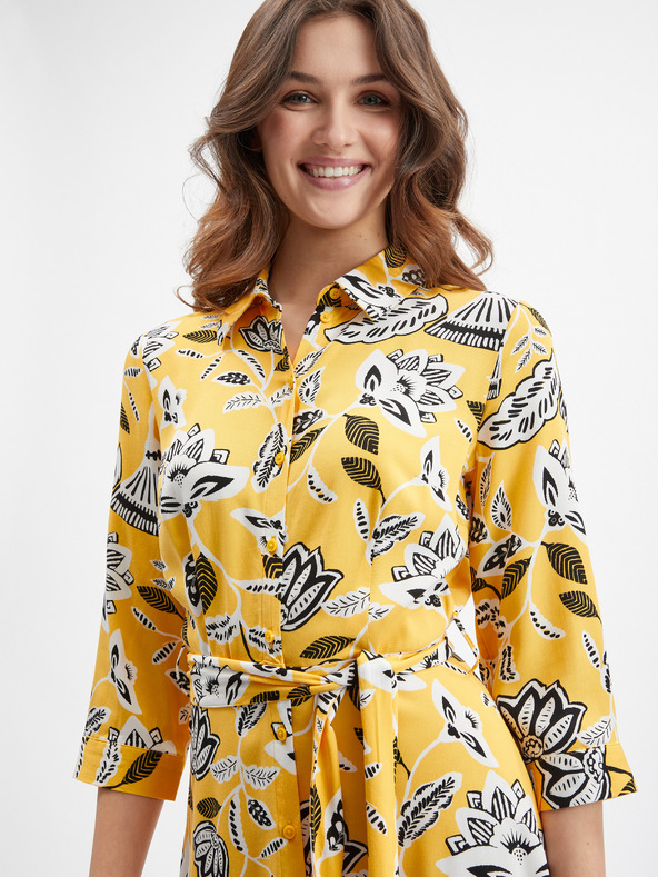 Orsay Rumena ženska cvetlična obleka ORSAY