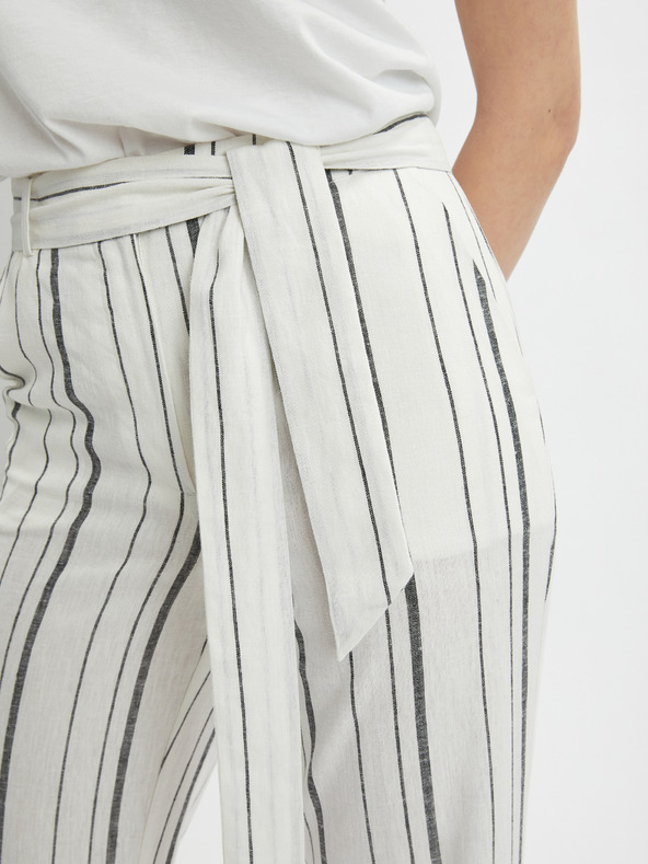 Orsay Bele ženske črtaste lanene hlače ORSAY