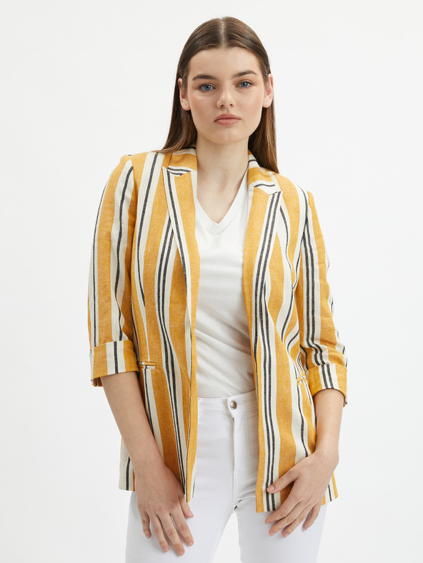 Orsay Oranžna ženska črtasta lanena jopica ORSAY