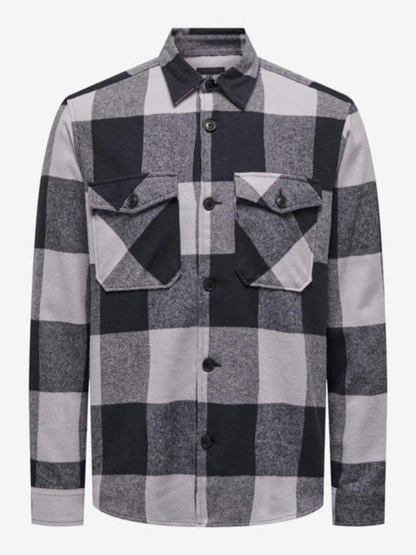 ONLY & SONS ONLY & SONS Milo modra/siva moška flanelna karirasta srajca