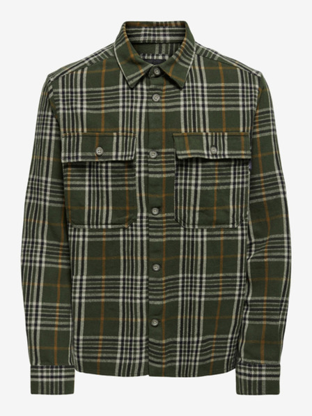 ONLY & SONS bež in zelena moška kockasta flanelna srajca ONLY & SONS Scott