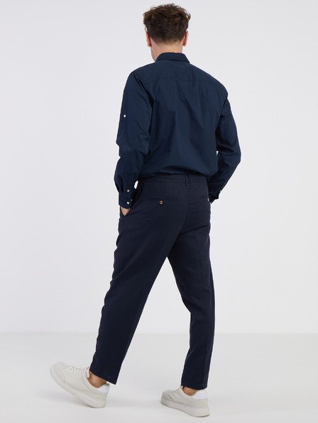 ONLY & SONS Temno modre moške hlače iz lanene mešanice ONLY & SONS Leo