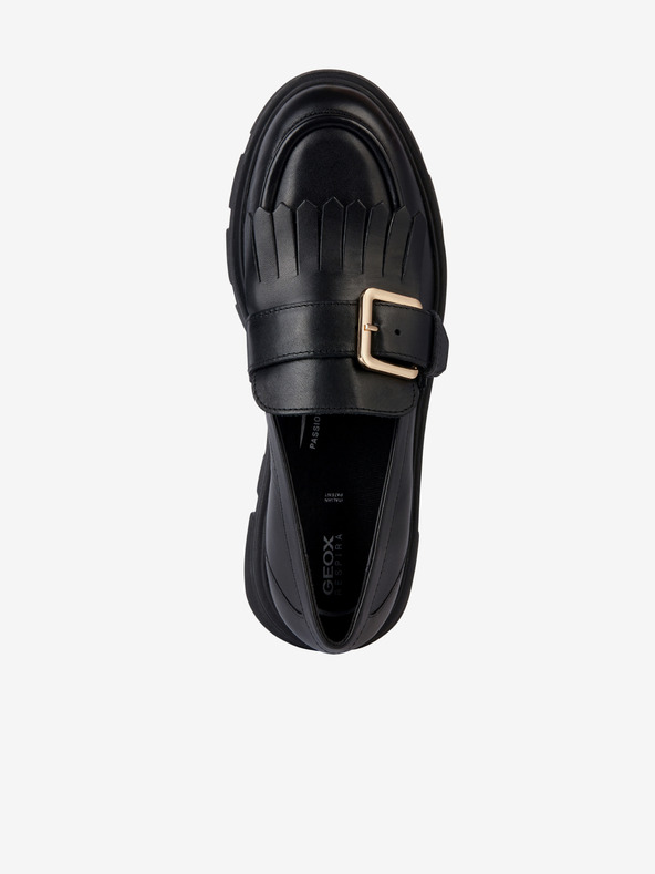 Geox Črni ženski usnjeni mokasini s platformo Geox Vilde