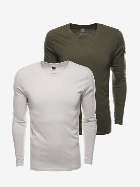Ombre Clothing Moška majica z dolgimi rokavi brez potiska - mešanica 2 kosov v paketu V5 Z41 basic