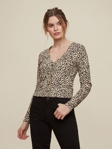 Dorothy Perkins Bež kratka vzorčasta srajca z gumbi Dorothy Perkins