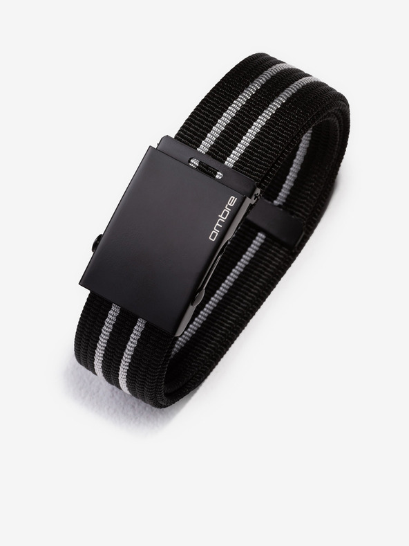 Ombre Clothing Siv in črn črtast pas za moške Ombre Clothing