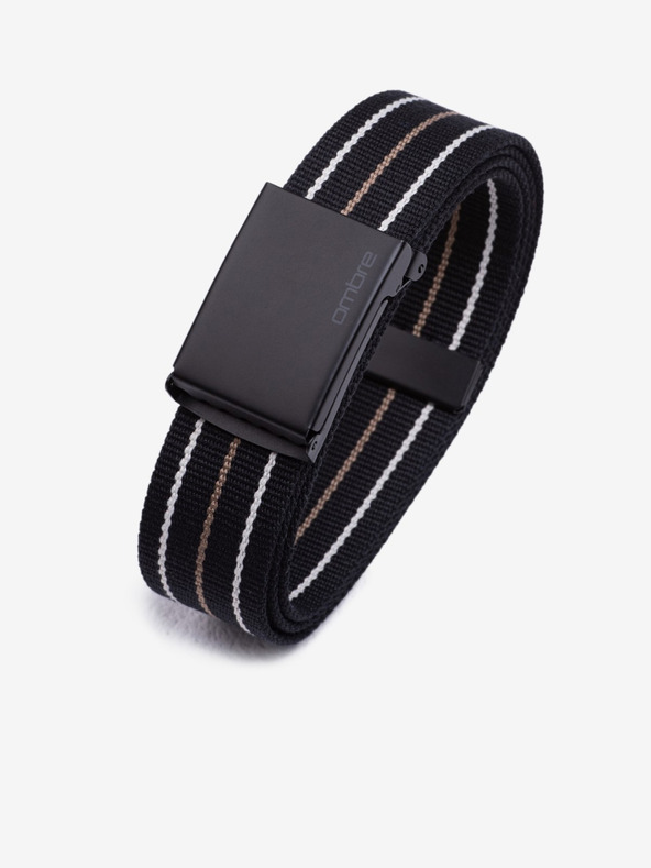 Ombre Clothing Črn črtast moški pas Ombre Clothing