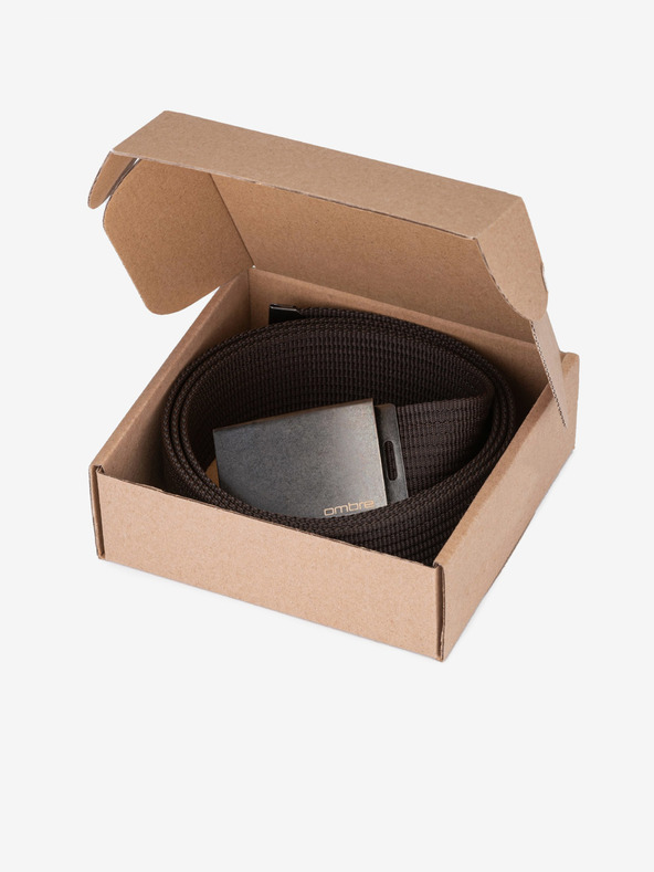 Ombre Clothing Temno rjav moški pas iz blaga Ombre Clothing