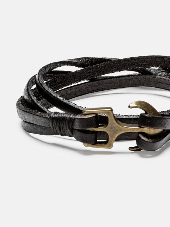 Ombre Clothing Črna moška usnjena zapestnica Ombre oblačila